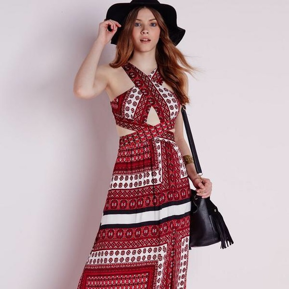 red scarf print dress